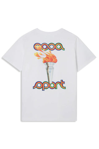 Men's White Casablanca La Flamme Du Sport Printed T-Shirt