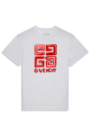 Men's White Givenchy 4G Emblem Slim Fit Soft T-Shirt